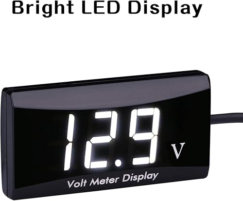 Miniatura 19 de Voltímetro digital de auto DC 12 V – AIMILAR con pantalla LED, medidor de voltaje para auto o motocicleta Azul