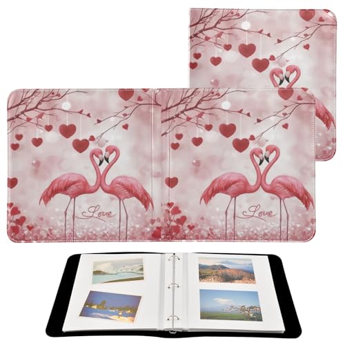 Álbum de fotos autorreversible adhesivo DIY Scrapbook álbum romántico amor flamenco Día de San Valentín 3 anillas Álbum de fotos 40 páginas 8x10 para memoria miniatura 2