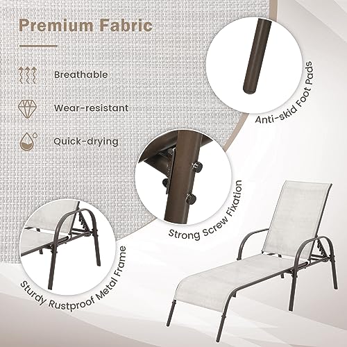 image for Giantex Set of 2 Patio Lounge Chair, Outdoor Chaise Lounge with 5 Adju