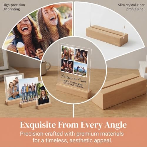 Personalized Photo Plaque Print with Wooden or Acrylic LED Light Stand, Custom Photo Collage Gift for Best Friend, Couples, Wife, Husband, Birthday, Anniversary, Valentine's Day - Image 4