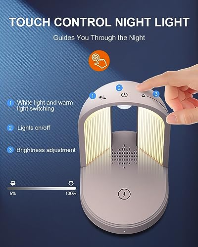 Gemmac 3 in 1 Night Lights Bluetooth Speaker, Music Bedside Lamp with Wireless Charger 15W - Image 4