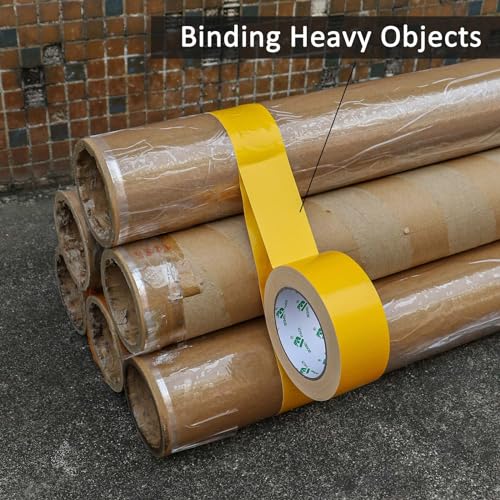 Image of BOMEI PACK Yellow Duct Tape, 3Rolls Heavy Duty Strong Industrial Color Duct Tape 9mil x 1.88inch x 30yds for Packing and Repairing