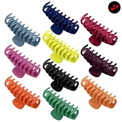 SIMPLORA 10 Pcs Large Durable Jumbo Hair Clips for Women , 4.3 Inch Big Banana Hair Clamps for Thick Hair / Long Thin Ha