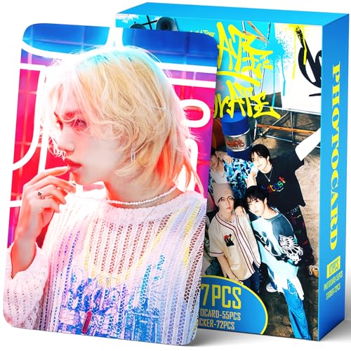 PYAJUU Stray Kids Photocards 127PCS dominATE : celebrATE Photo Card Set Stray Kids World Tour Lomo Merch Boys and Girls Card Set 55 PCS Photocard and 72 PCS Stickers Gift for STAY