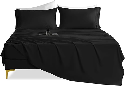 CozySmile Juego de sábanas transpirables y refrescantes, sábanas de 4 piezas con bolsillo profundo para cama de tamaño matrimonial, se adapta a