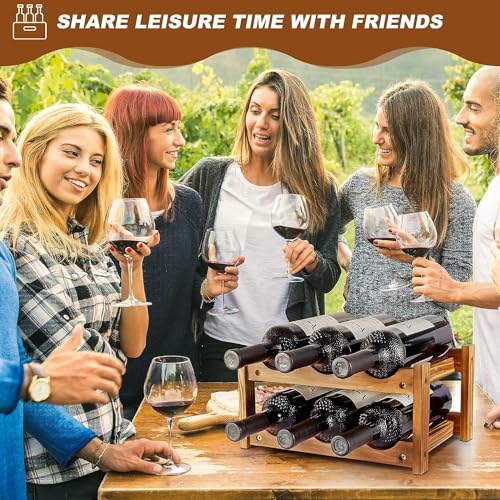 Soporte para vino 6 botellas 2 niveles madera miniatura 4