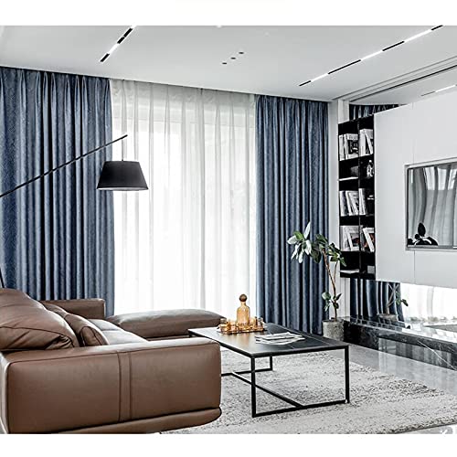 Retro Velvet Blackout Curtain Thermal Insulated Texture Opaque Curtains Pencil Pleat 2 Panels for Bedroom Livingroom,W100xL250cm - Image 2