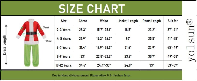 Miniatura 3 de yolsun Disfraz de Papá Noel de lujo para niños, disfraz de monstruo verde de Navidad para niños y niñas, disfraz de fiesta de Navidad