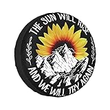 Sun Sunflower Spare Tire Cover Wheel Protectors Water Dust Proof Universal Fit for Trailer Rv SUV Truck Camper Travel Accessories 14' 15' 16' 17' Inch