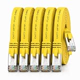 1aTTack.de CAT7 Kabel LAN 5x 2m elastyczny kabel sieciowy 10 Gbit/s - żółty