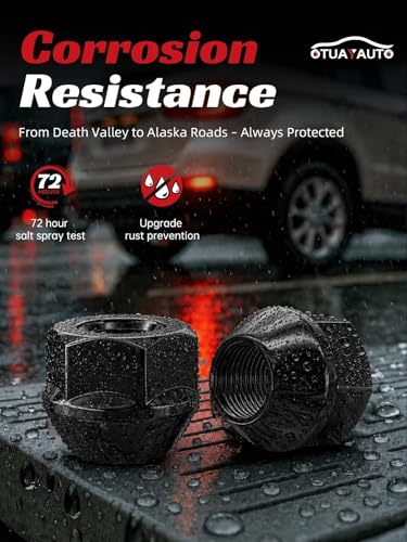 Image of OTUAYAUTO 1 /2-20 Open End ATV Lug Nuts - Replacement for Polaris Magnum, RZR, Polaris Sportsman, Xplorer Aftermarket Wheels, Cone Seat, 17mm Hex, 20PCS Black Bulge Acorn Lug Nut Set