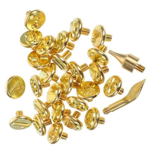 YOSADIER Set 2 Pezzi Punte per Pirografia con Alfabeto in Ottone, Strumenti per Incidere Lettere su Legno, Pelle e Carta, Kit Portatile per Artigianato Creativo e Fai da Te