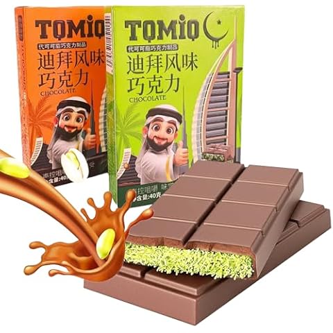 Dubai Chocolate Bar Pistachio Kit - Dubai Crispy Chocolate Pistachio Bar with Shredded Phyllo Dough Candy Chocolate Gifts 2pcs Gift Box 2.8 Oz Cover