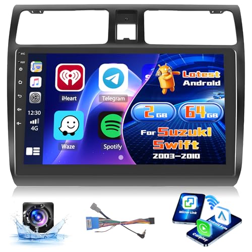 Inefala 2G+64G Poste Radio pour Suzuki Swift 2003-2010, 10'' Android 15 Ecran avec sans Fil Carplay/Android Auto Lien Miroir GPS Radio FM/RDS EQ WiFi Bluetooth...