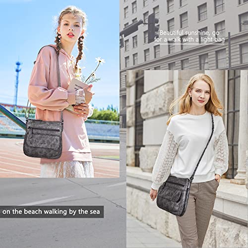 Image of Angelkiss Small Womens Crossbody Bag Leather Shoulder Purse for Women Hobo Bag with Adjustable Shoulder Strap