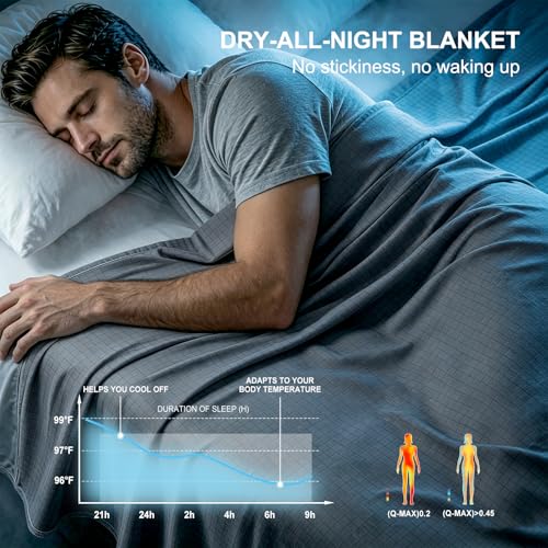 Image of EMME Breathable Cooling Blankets Queen Size (90 inchx 90 inch) for Hot Sleepers, Summer Bed Blanket, Thin Light Bedspread Coverlet for Night Sweats,Dark Grey Cold Blankets for Sleeping