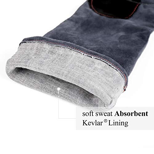 Rapicca Animal Handling Gloves Bite Proof Kevlar Reinforced Leather Padding Dog,Cat Scratch,Bird Handling Falcon Gloves Grabbing,Reptile Squirrel Snake Bite 22In Grey-Black #TOP5