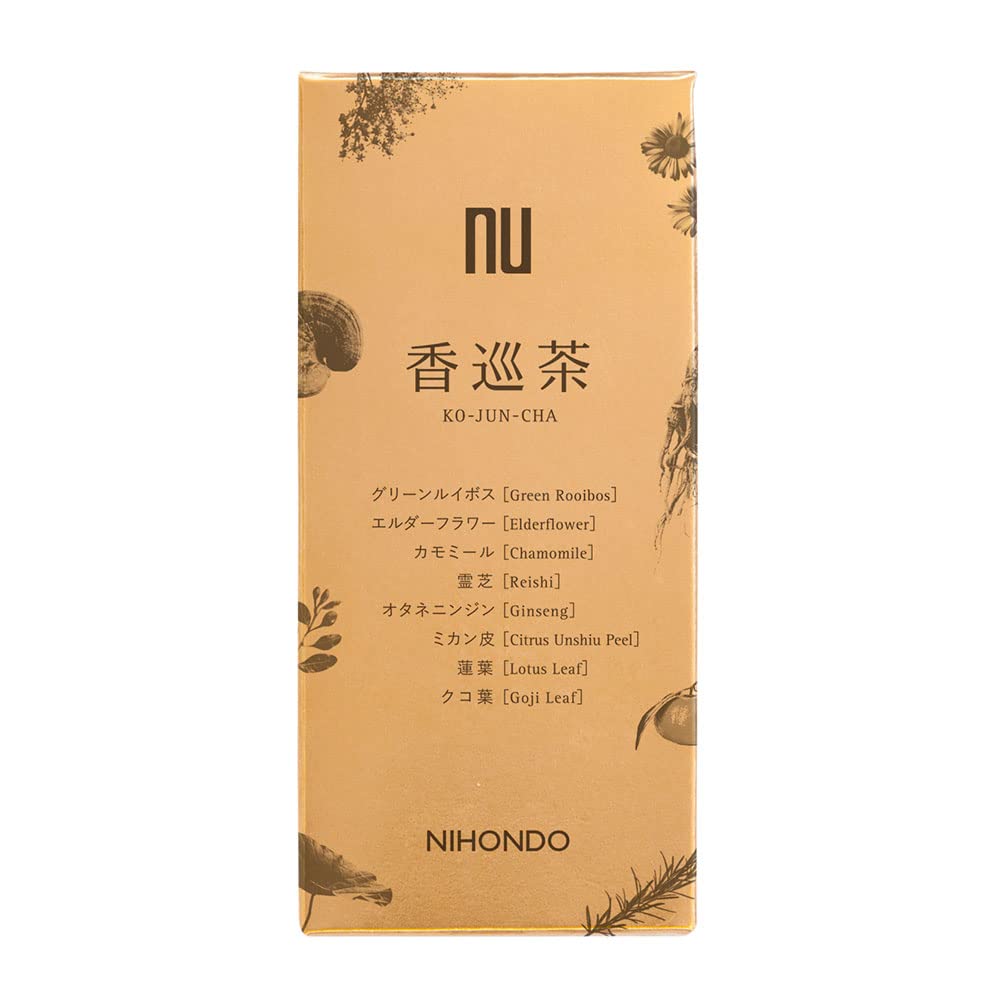 nu 香巡茶 (各2.2g×15包入り) ティーバッグ ルイボスティーベース ノンカフェイン エルダーフラワー 高麗人参 健康茶 薬日本堂