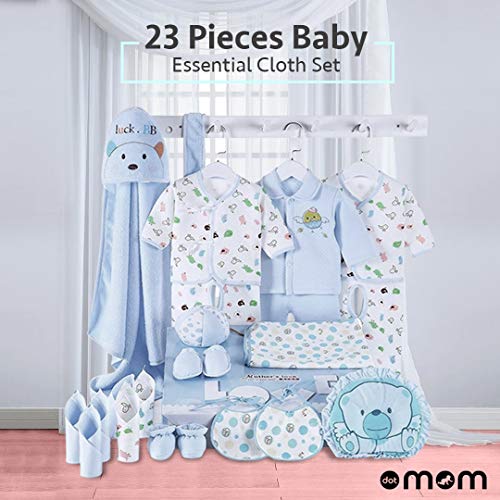 DOTMOM-Newborn-Clothes-100-Cotton-Gift-Set-for-Baby-Shower-Blue-Pack-of-23