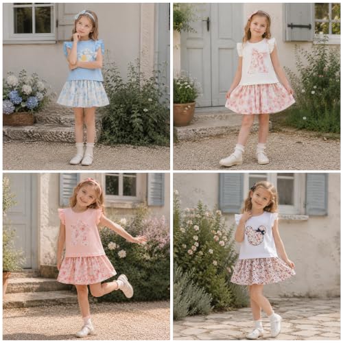 Image of Mud Kingdom Girls Outfits Cute Cartoon Polka Dots Summer Holiday Clothes Sets