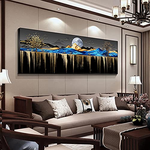 Tableau paysage cerf d'or 60x180 cm impression sur toile sans cadre