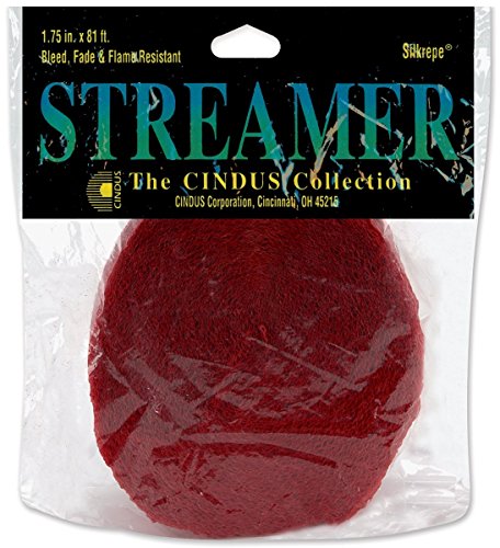Cindus Crepe Streamers, 1.75-Inch by 81-Feet, Flame Red