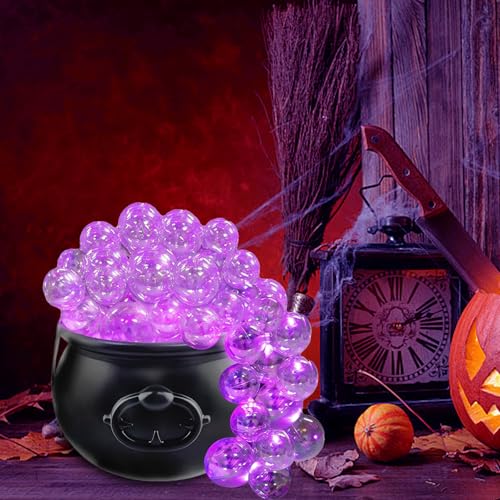 Caldero de Halloween con bolas transparentes y luces para manualidades 5