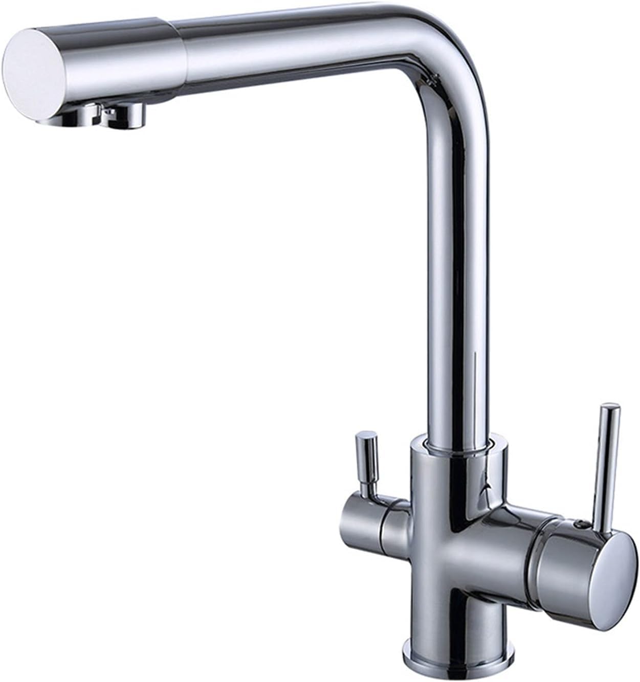 Kitchen Water Filter Faucet Drinking Water Rotatable Double Handle Sink Household Multifunctional (Cromo)