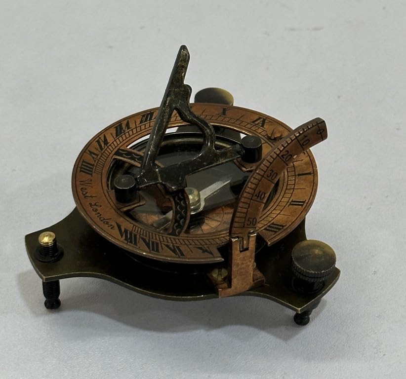 2.5 inches Triangle Antique Vintage Nautical Handmade Solid Brass Antique Working Sundial Compass Collectible Best for Gifting Item-image-12