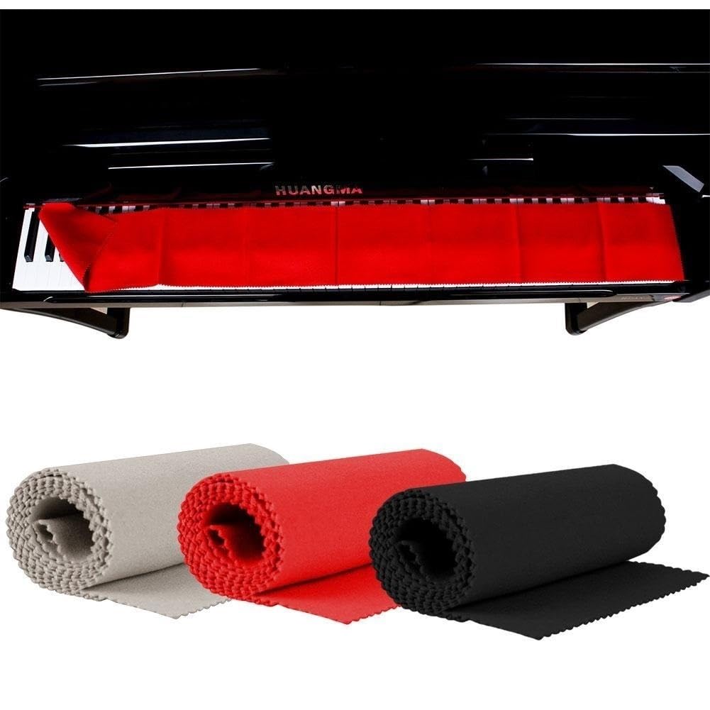 Funda Piano Cubierta de polvo del teclado de piano de algodón suave de 126x14 cm for el piano de 88 teclas o la cubierta del teclado del teclado suave del teclado Cubierta De Piano (Color : Black)