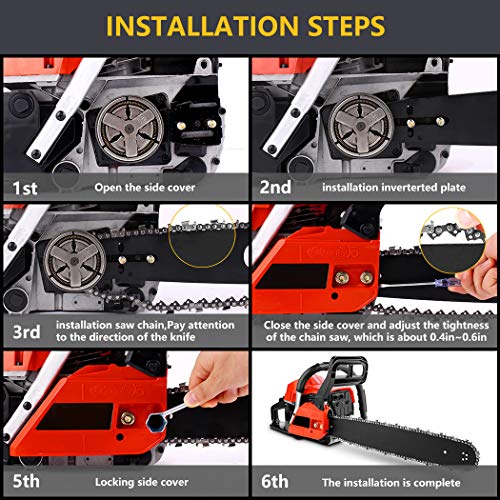 OppsDecor XP2300 58cc Gas Powered Chainsaw, 20 Inch 2 Stroke Handed Petrol Gasoline Chain Saw for Cutting Wood with Tool Kit,Garden Farm Home Use (US Stock) (Orange Cadmium)