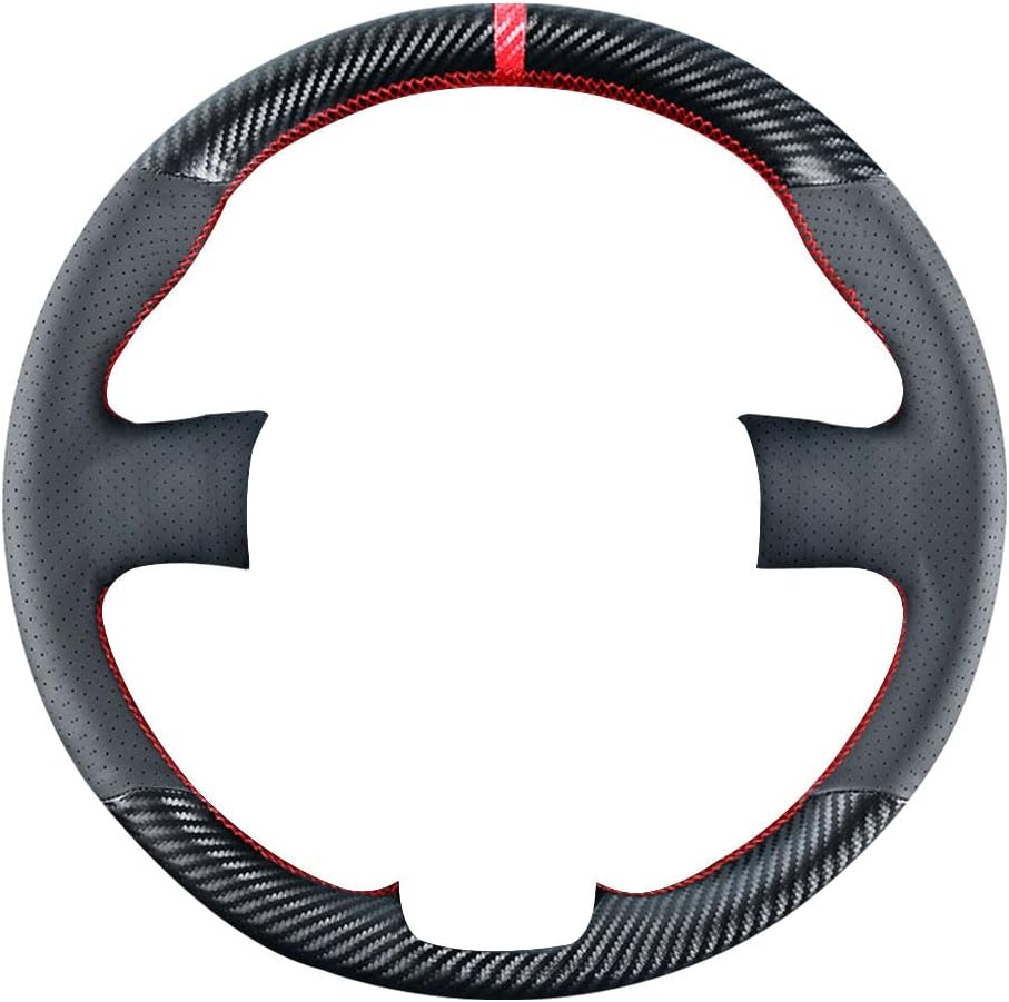 DIY Stitching Carbon Fiber Steering Wheel Cover for Toyota 86 / Scion FR-S 2013-2016 / Subaru BRZ 2013 2014 2015 2016 15 inches Leather Interior Accessories (Carbon Fiber+Leather)