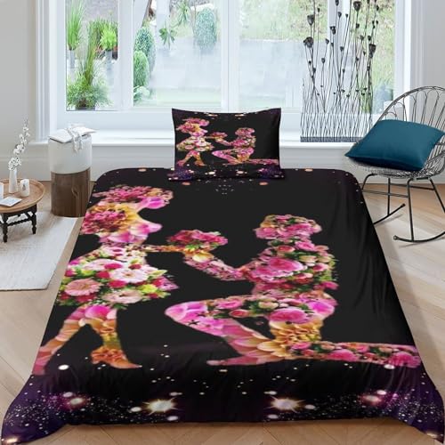 Parure de lit hypoallergenic 135x200cm couette 3D fleurs - 2