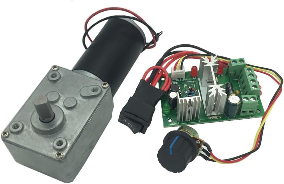 BRINGSMART 12V 40rpm DC Worm Gear Motor with PWM Speed Controller 10kg.cm Self-Locking Reversed Engine Mini Turbine Geared Motor for DIY Robot Rotating Table Door Lock Curtain Machine (12V 40rpm)