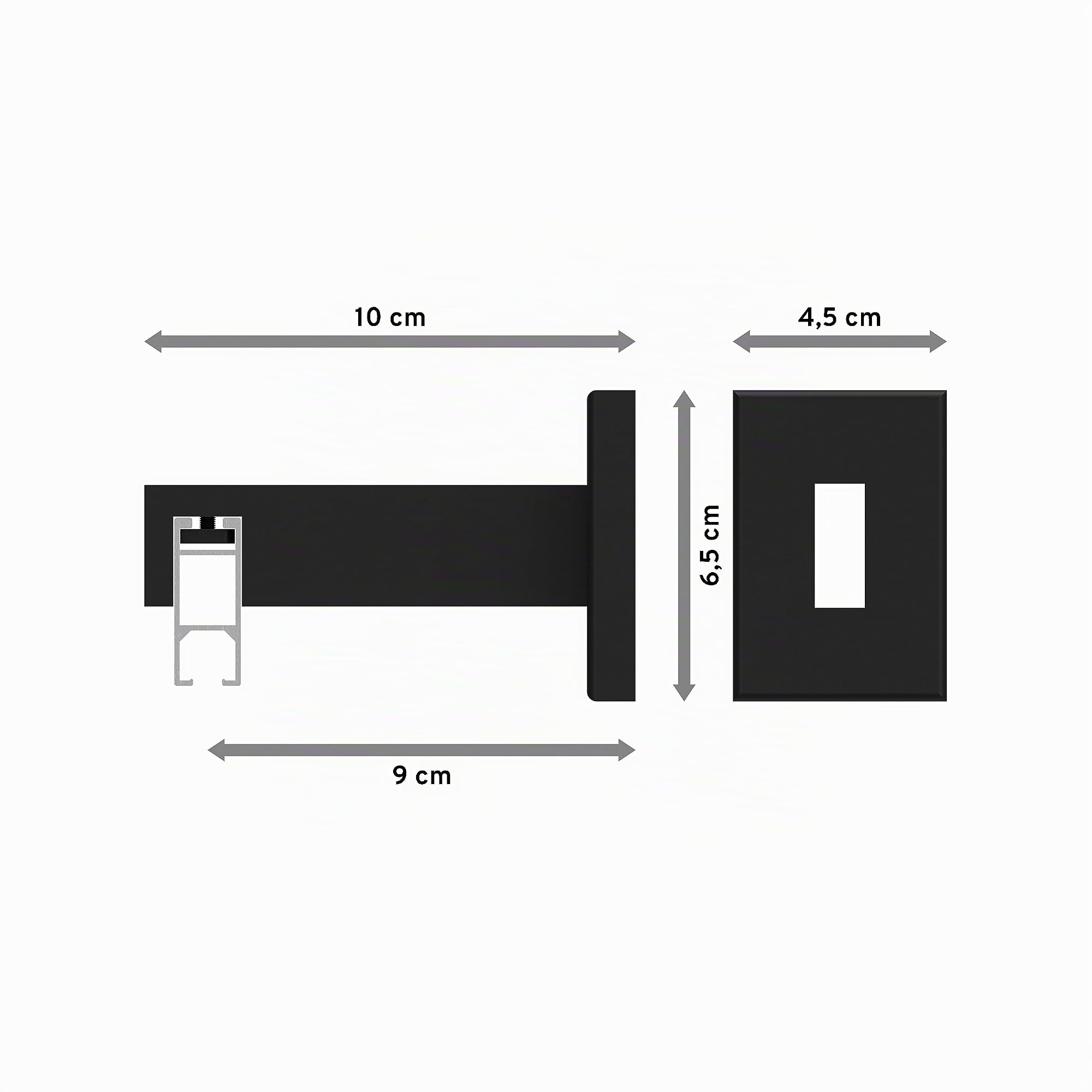 INTERDECO Innenlauf-Gardinenstange eckig 14 x 35 mm, kantige Innenlaufstange aus Metall, Schwarz, zur Wandmontage, Typ 10212919, 100 cm