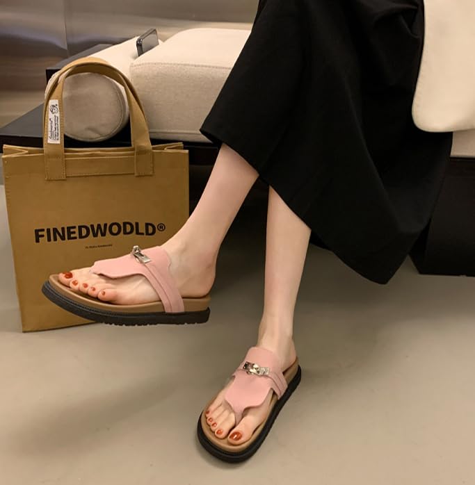 Slippers women's summer outer wear new toe cool slippers women's T-shaped belt buckle one-word slippers breathable, comfortable,convenient outdoor sports 7