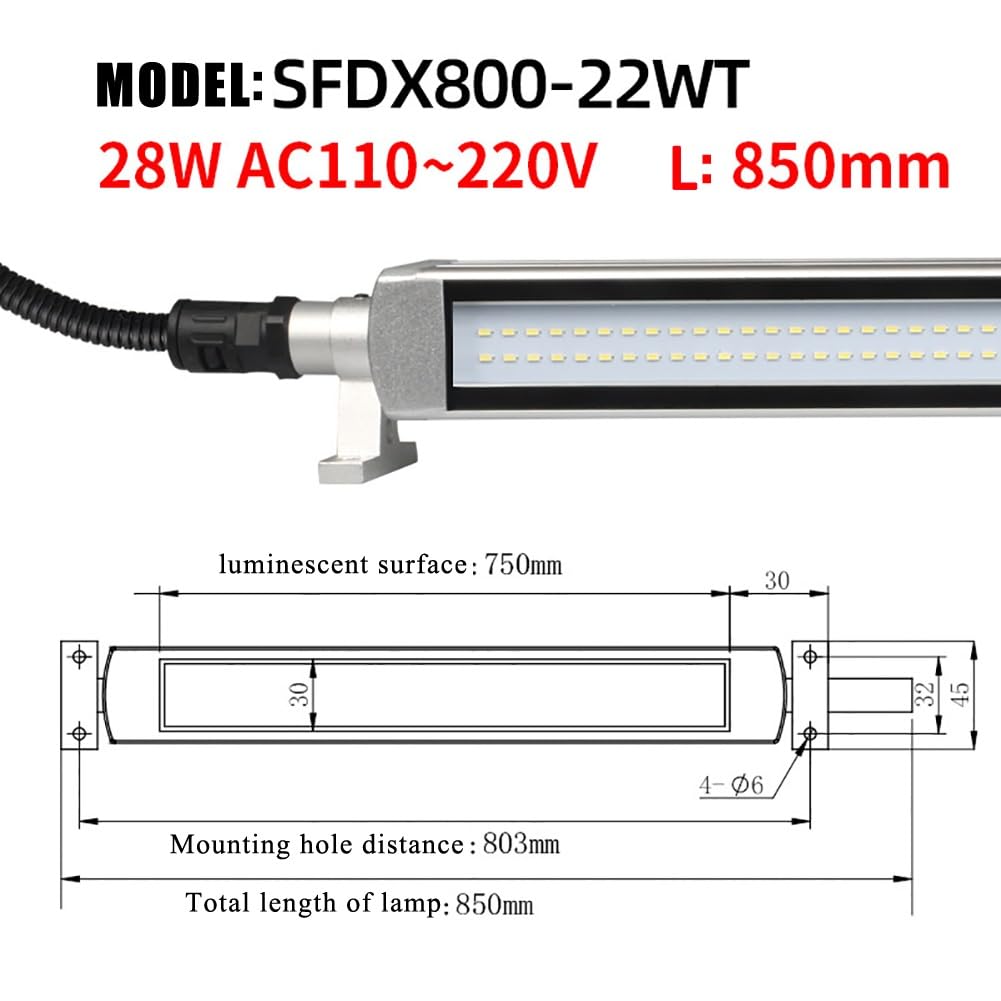 Lampa robocza LED do obrabiarek, tokarki CNC, aluminium wodoodporna i przeciwwybuchowa lampa przeciwwybuchowa, nadaje się do frezarek, szlifierek, stołów warsztatowych, maszyn do szycia (28 W -