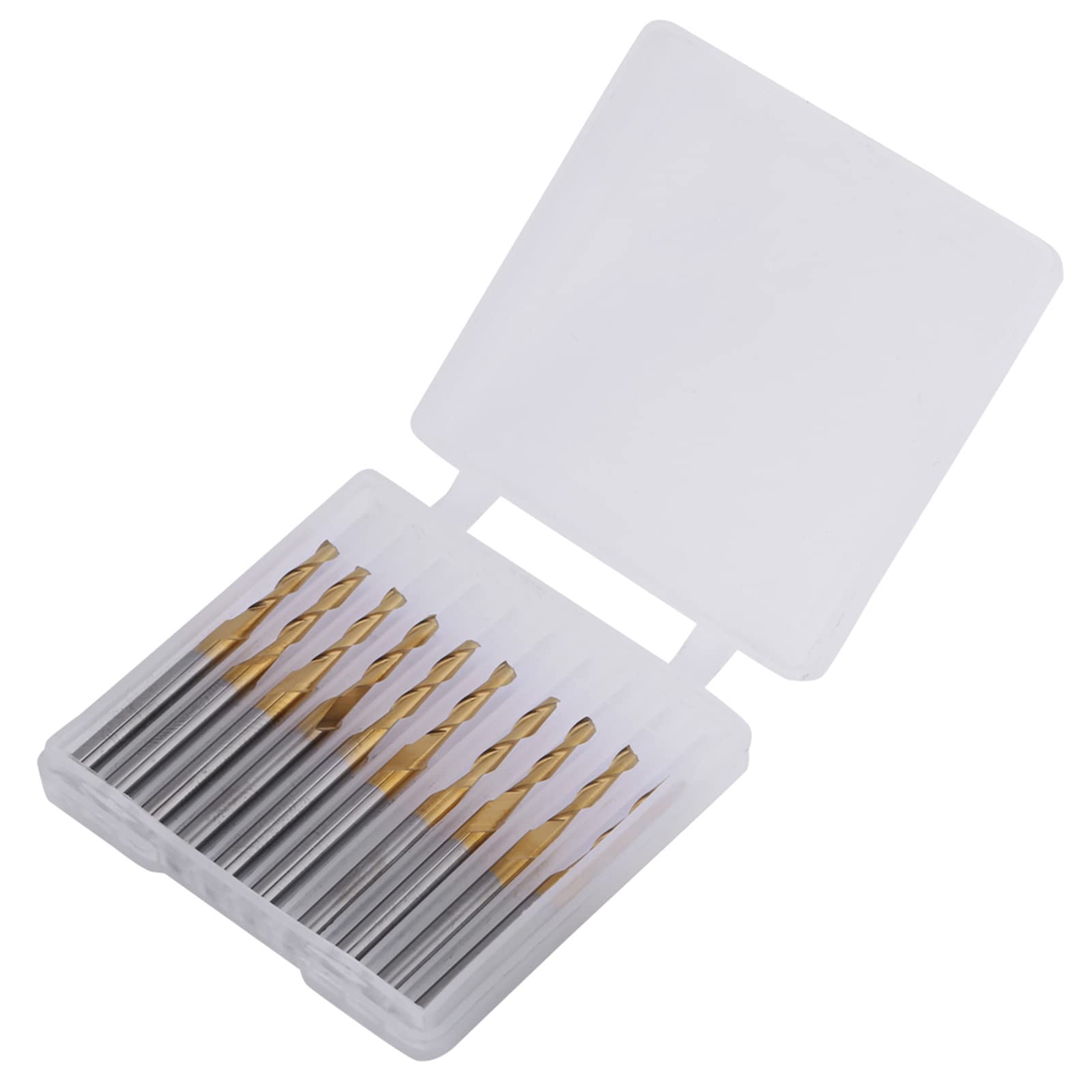 Lot de 10 fraises à queue à 2 tranchants avec bord de coupe de 2 mm de diamètre - Fraises à graver en acier au carbure de tungstène avec revêtement en titane pour circuits imprimés, pièces de matériel