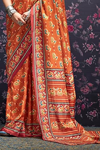 Image of KARAGIRI Womens Patola Silk Saree With Blouse Piece