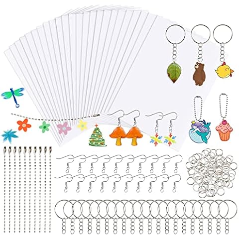 180 Stück Schrumpffolien Set, Schrumpffolie Zum Basteln, Schrumpffolienset Schlüsselanhänger Zubehör Schlüsselanhänger Set, Muttertagsgeschenke Basteln Mit Kindern Für Diy Geschenk Dekorationen Cover