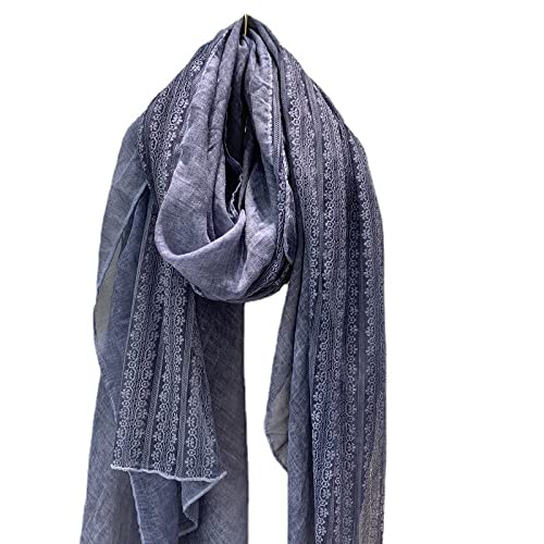 Sciarpa in cotone e lino, grande sciarpa lunga in pizzo primaverile e autunnale da donna