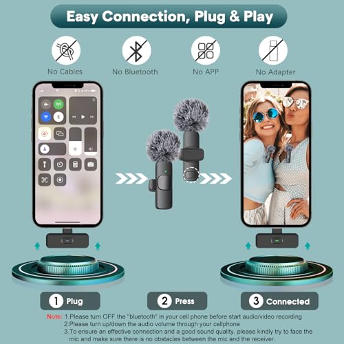 MAYBESTA Wireless Mini Microphone for iPhone, Android Phone - Bluetooth Lavalier Lapel Mic for Audio Video Recording - Clip on Content Creator Microphones for YouTube Tiktok Podcast Vlogging - Image 6