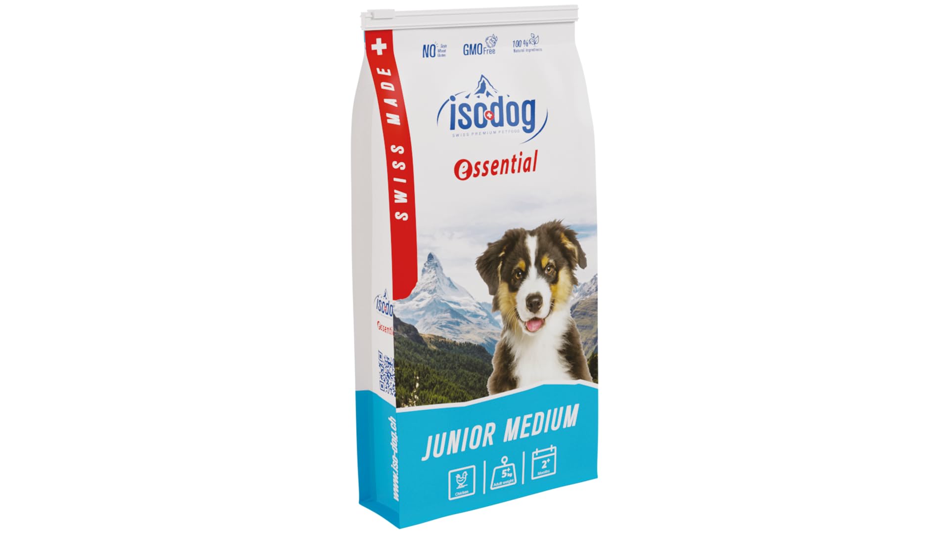 Iso dog - Croquettes Haut de Gamme pour Les Chiots de Tailles Moyennes - sans Gluten - Digestion optimale - Riche en Poulet - 14kg - sans OGM - Matières premières 100% Naturelles - fabriqué en Suisse