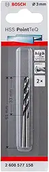Bosch Broca para Metal Aço Rápido HSS-PointTeQ 3,0mm 2 peças