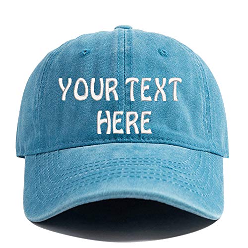 hyn Custom Embroidered Adjustable Cowboy Cap Baseball Hat Add Your Text Sports Personalized Cowboy Hats (Cowboy Hat-Blue)