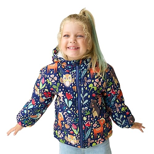 Girls Winter Coat Toddler Kids Butterfly Heart Animals Printed Fleece Lined Padded Jacket Hooded Coats with Pockets
