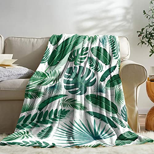 Sowide Leaf Blanket, Green Throw, Soft Monstera Palm Tropical Flannel - Image 2