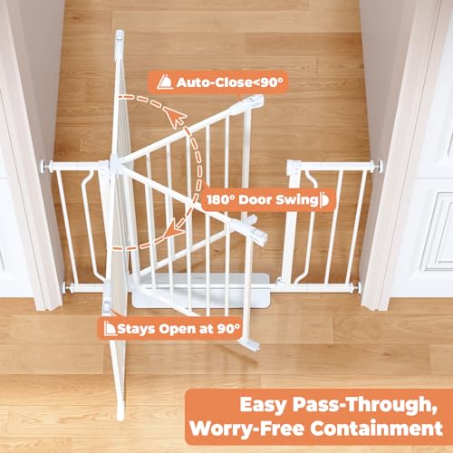 Baby Gate No Drilling, 29"-40" Dog Gate Indoor for Stairs & Doorways | Auto Close, Pressure Mounted Adjustable Pet Gate Indoor, Easy Walk Through Child Gate for Baby & Pet Stroller Friendly, White - Image 4
