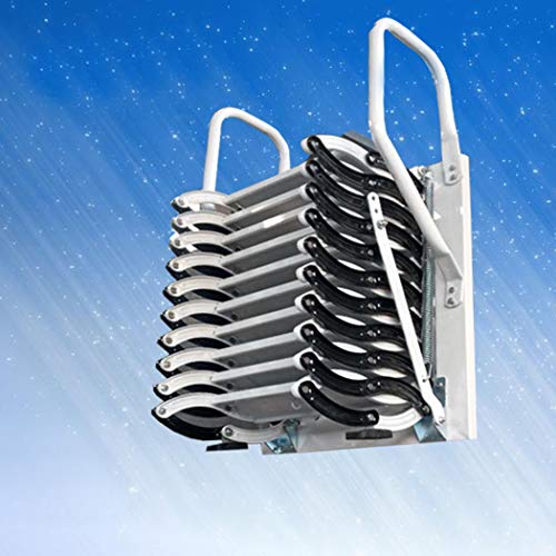 Heavy Duty Steel Metal Loft Wall Ladder Stairs Attic Household Pull Down Thick Folding Ladder Factory (Carbon Steel 2.5-3M,Black White)