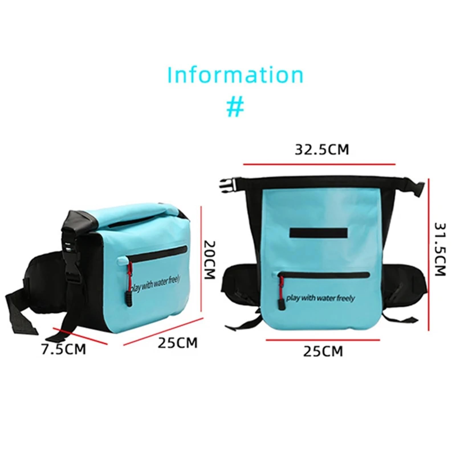 Sacca Impermeabile Borsa a tracolla impermeabile, borsa for l'acqua, portatile, zaino asciutto, for nuoto all'aperto, rafting, kayak, trekking sul fiume(Pink)